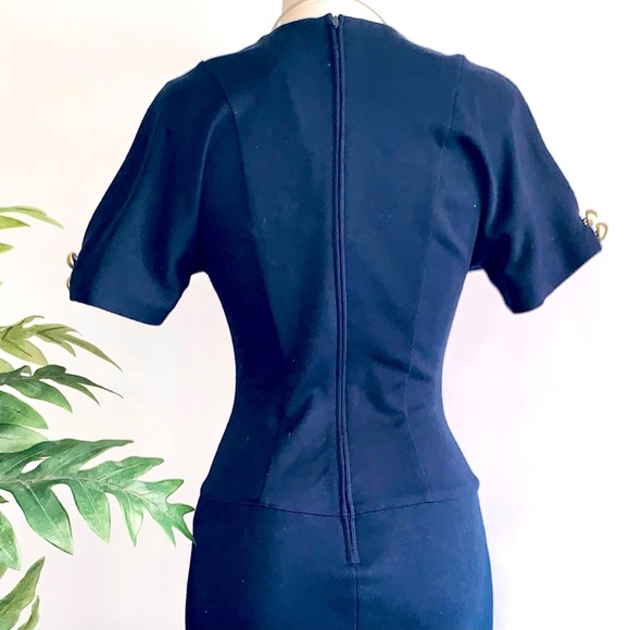 Elegant Black Dress with Gold Button Accents - Picture 4 of 14